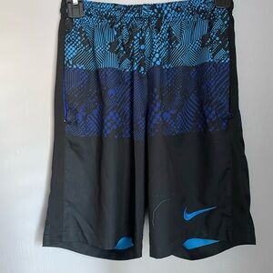 Nike Men's Athletic Shorts in Black and Blue Pattern